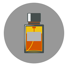 Frasco de perfume representando a indústria de cosméticos atendida pela Topflex.